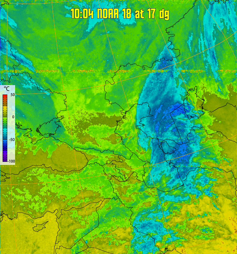 therm:
Produces a false colour image from NOAA APT images based on temperature.
Provides a good way of visualising cloud temperatures.