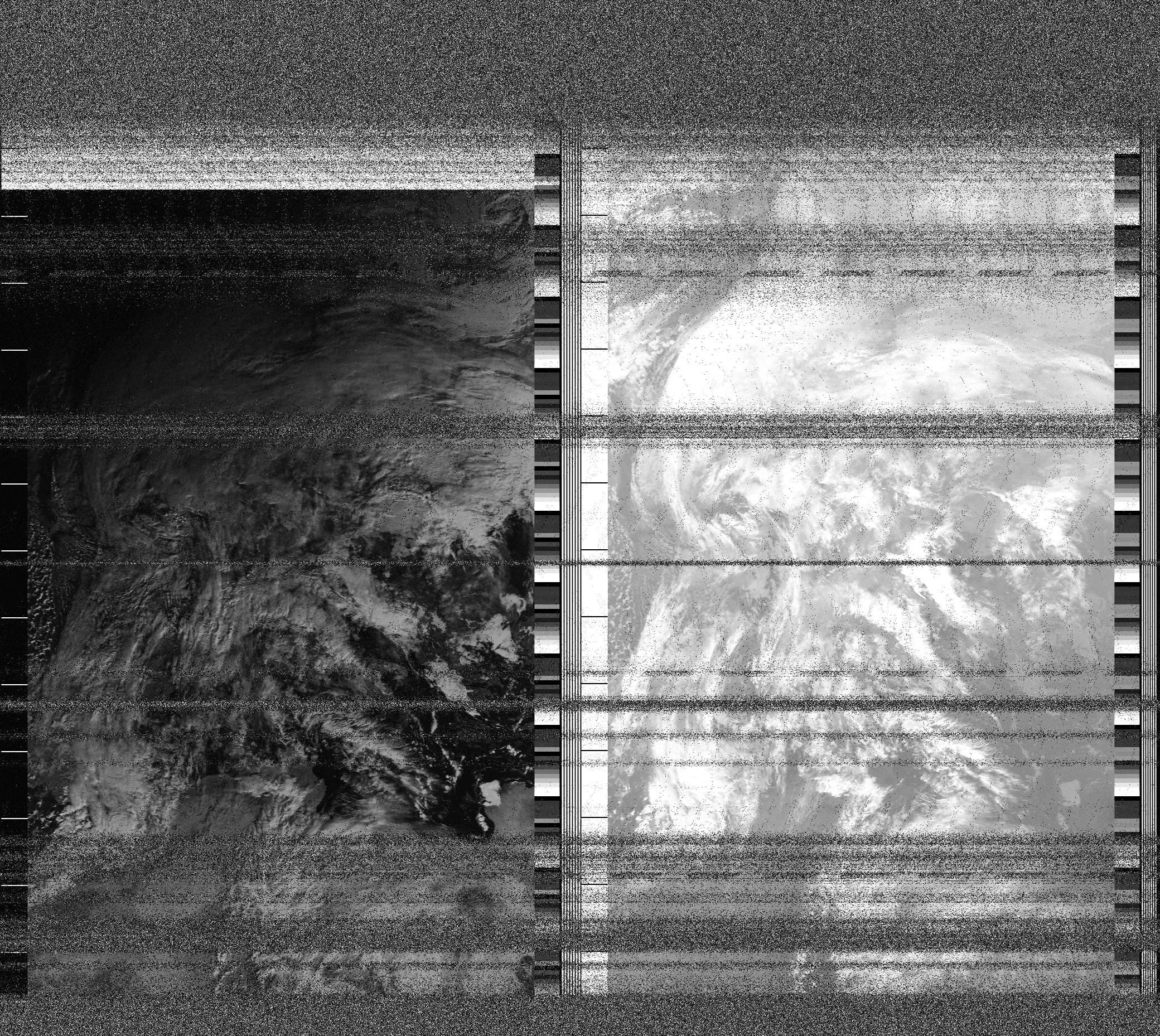 Pristine output with telemetry data withut cropping. Pristine images are
unenhanced, but normalised to produce images which represent,
as best as the software is able to, the original digital data. No attempt is made to temperature
normalise IR images. Disables gamma, sharpening, rotation, and other enhancements.