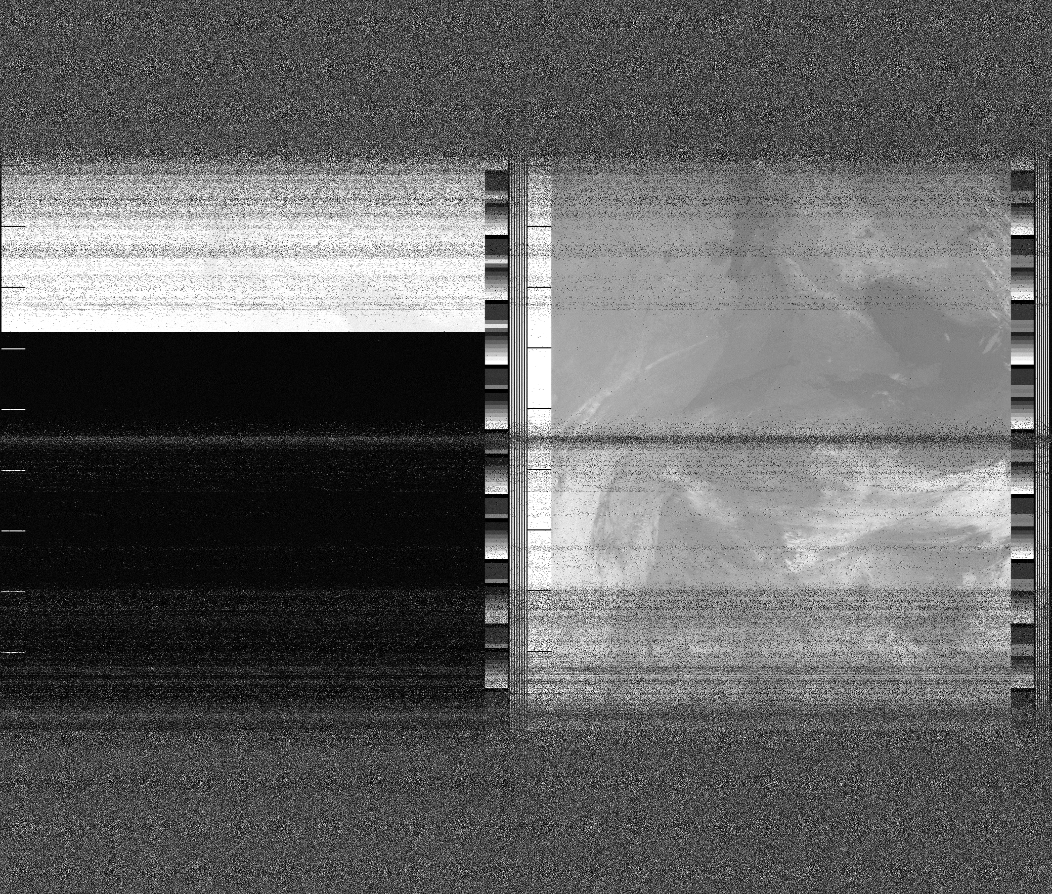 Pristine output with telemetry data withut cropping. Pristine images are
unenhanced, but normalised to produce images which represent,
as best as the software is able to, the original digital data. No attempt is made to temperature
normalise IR images. Disables gamma, sharpening, rotation, and other enhancements.