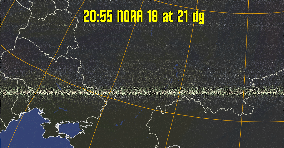 HVCT:
Similar to HVC, but with blue water and with colours more indicative of
land temperatures.
HVC:
Creates a false colour image from NOAA APT images based on temperature using
the HVC colour model. Uses the temperature derived from the sensor 4 image to
select the hue and the brightness from the histogram equalised other image to
select the value and chroma. The HVC colour model attempts to ensure that different colours at the same value will appear to the eye to be the same brightness
and the spacing between colours representing each degree will appear to the eye to
be similar. Bright areas are completely unsaturated in this model.