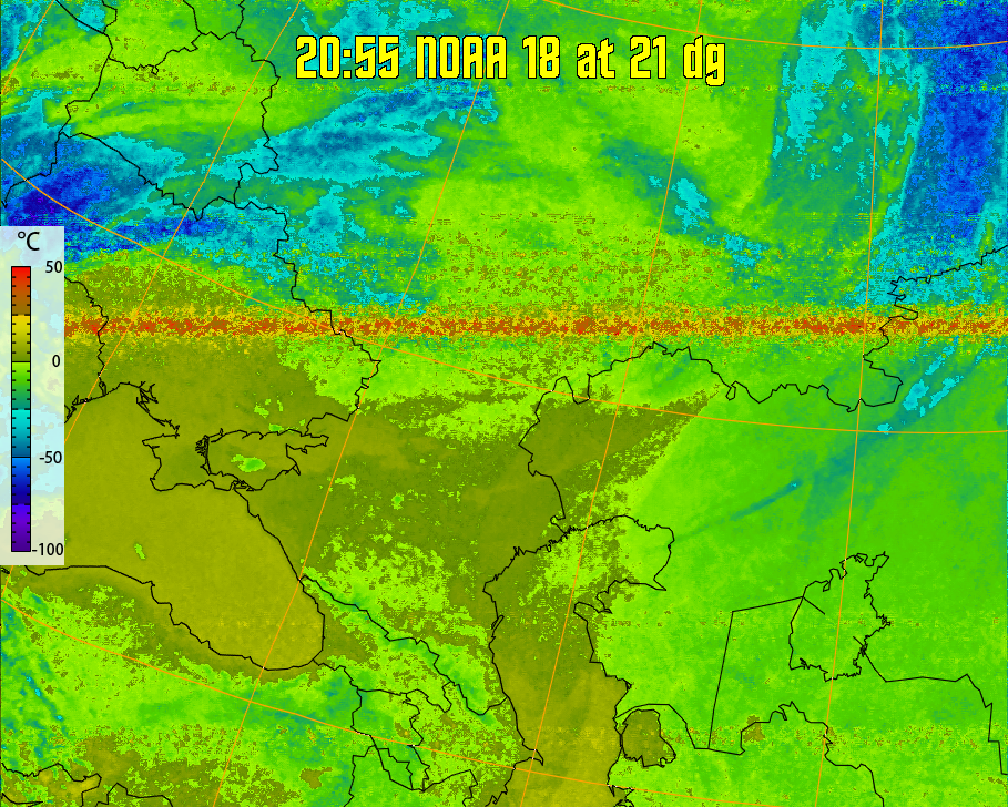 therm:
Produces a false colour image from NOAA APT images based on temperature.
Provides a good way of visualising cloud temperatures.