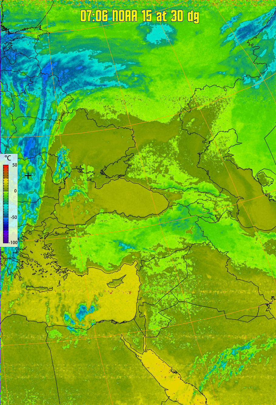 therm:
Produces a false colour image from NOAA APT images based on temperature.
Provides a good way of visualising cloud temperatures.