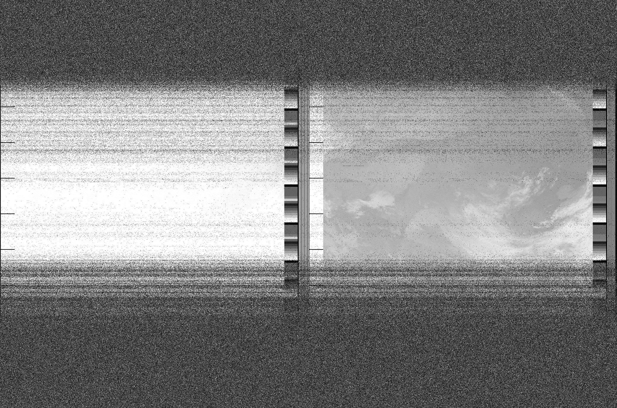 Pristine output with telemetry data withut cropping. Pristine images are
unenhanced, but normalised to produce images which represent,
as best as the software is able to, the original digital data. No attempt is made to temperature
normalise IR images. Disables gamma, sharpening, rotation, and other enhancements.