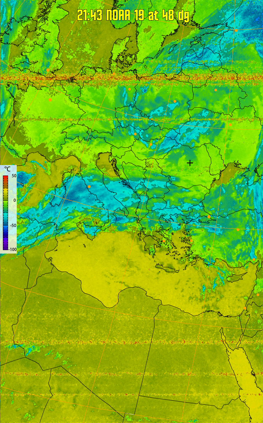 therm:
Produces a false colour image from NOAA APT images based on temperature.
Provides a good way of visualising cloud temperatures.