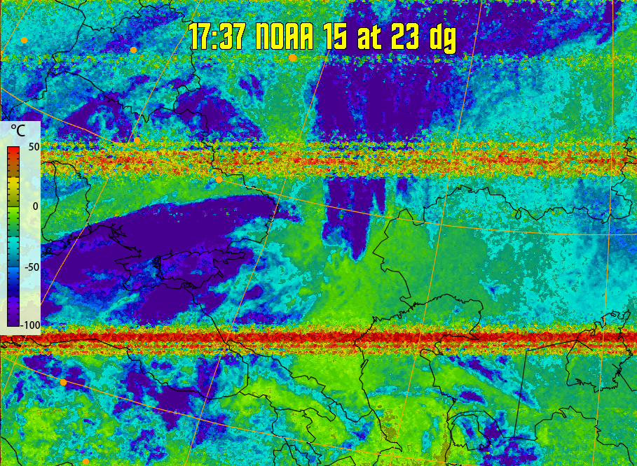 therm:
Produces a false colour image from NOAA APT images based on temperature.
Provides a good way of visualising cloud temperatures.