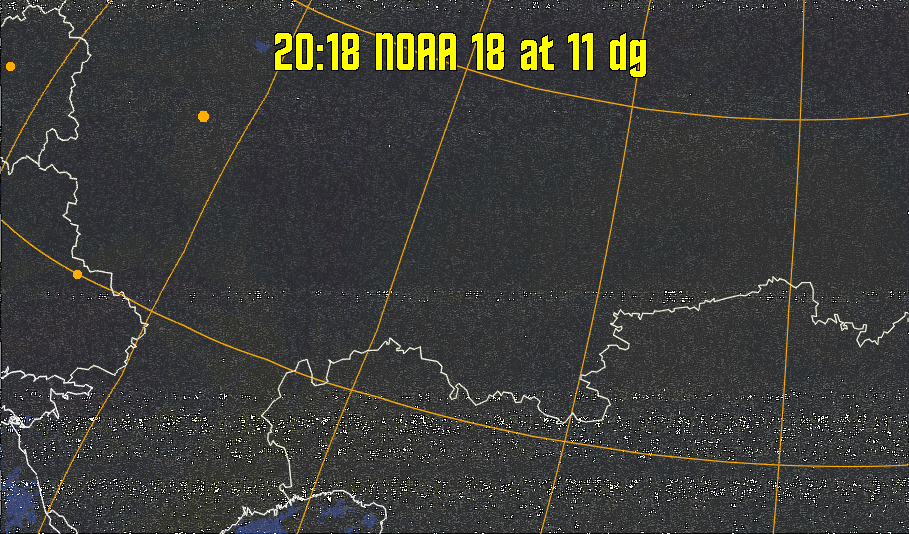 HVCT:
Similar to HVC, but with blue water and with colours more indicative of
land temperatures.
HVC:
Creates a false colour image from NOAA APT images based on temperature using
the HVC colour model. Uses the temperature derived from the sensor 4 image to
select the hue and the brightness from the histogram equalised other image to
select the value and chroma. The HVC colour model attempts to ensure that different colours at the same value will appear to the eye to be the same brightness
and the spacing between colours representing each degree will appear to the eye to
be similar. Bright areas are completely unsaturated in this model.