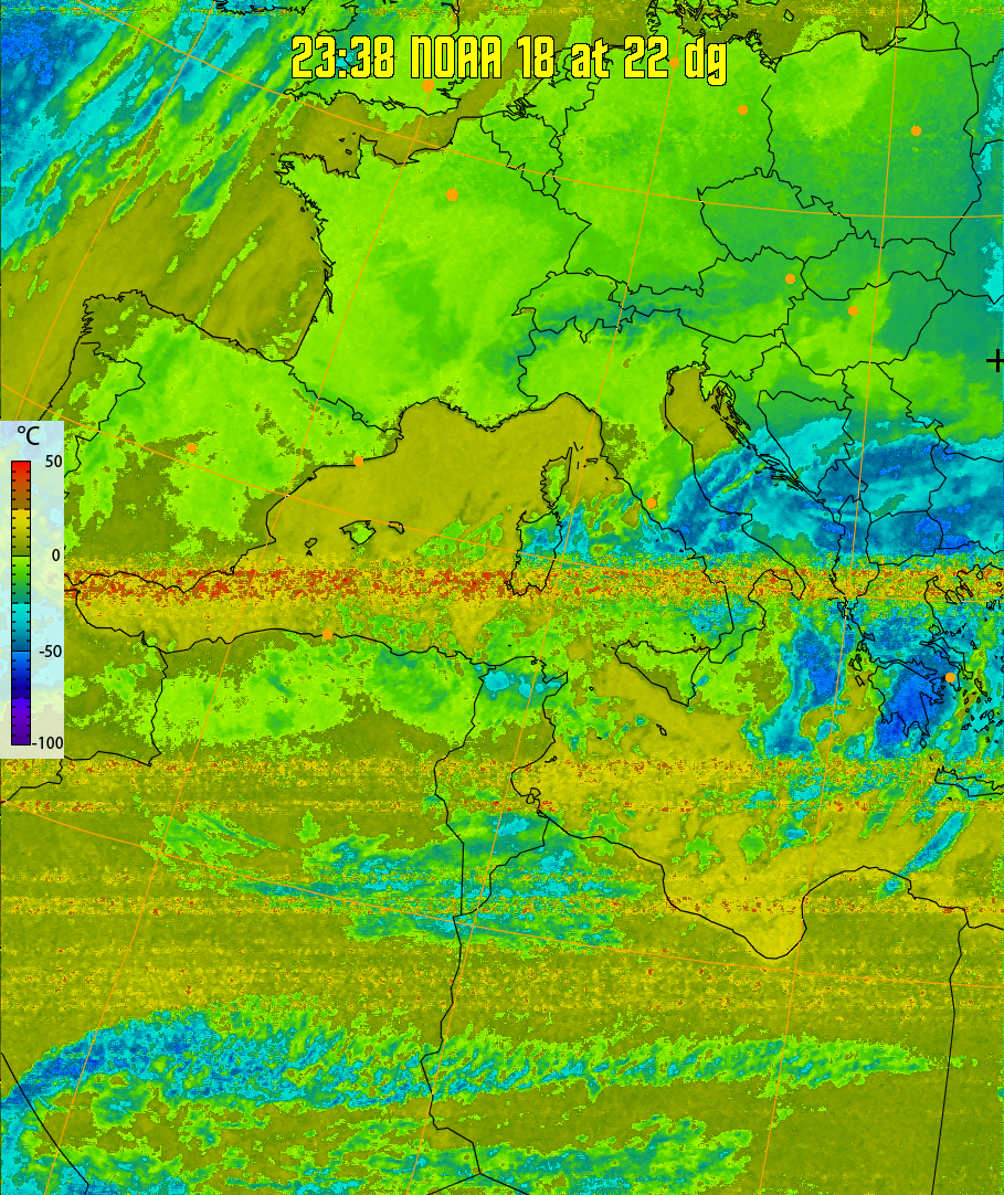 therm:
Produces a false colour image from NOAA APT images based on temperature.
Provides a good way of visualising cloud temperatures.