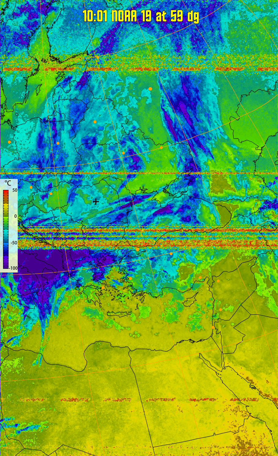 therm:
Produces a false colour image from NOAA APT images based on temperature.
Provides a good way of visualising cloud temperatures.