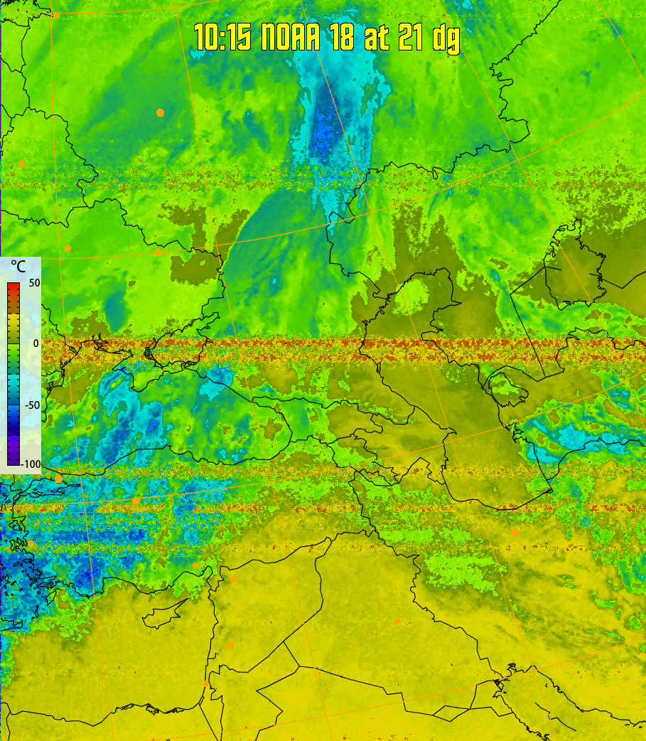 therm:
Produces a false colour image from NOAA APT images based on temperature.
Provides a good way of visualising cloud temperatures.