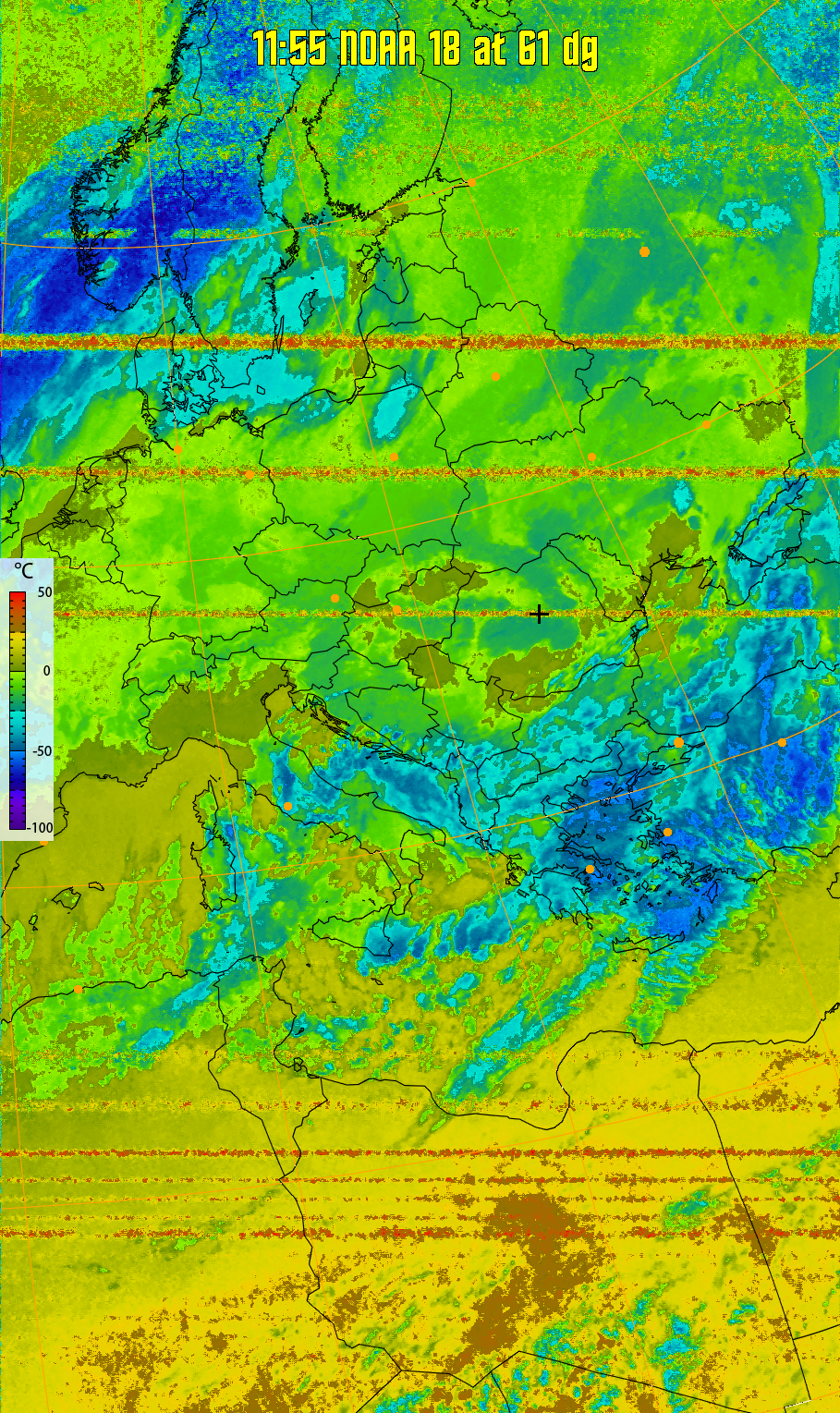 therm:
Produces a false colour image from NOAA APT images based on temperature.
Provides a good way of visualising cloud temperatures.