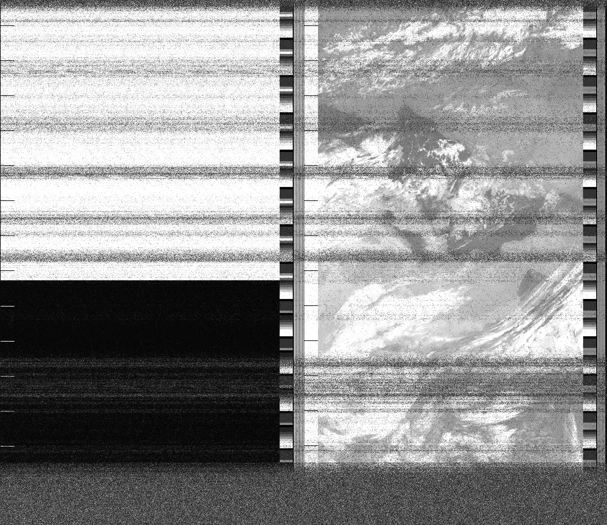 Pristine output with telemetry data withut cropping. Pristine images are
unenhanced, but normalised to produce images which represent,
as best as the software is able to, the original digital data. No attempt is made to temperature
normalise IR images. Disables gamma, sharpening, rotation, and other enhancements.