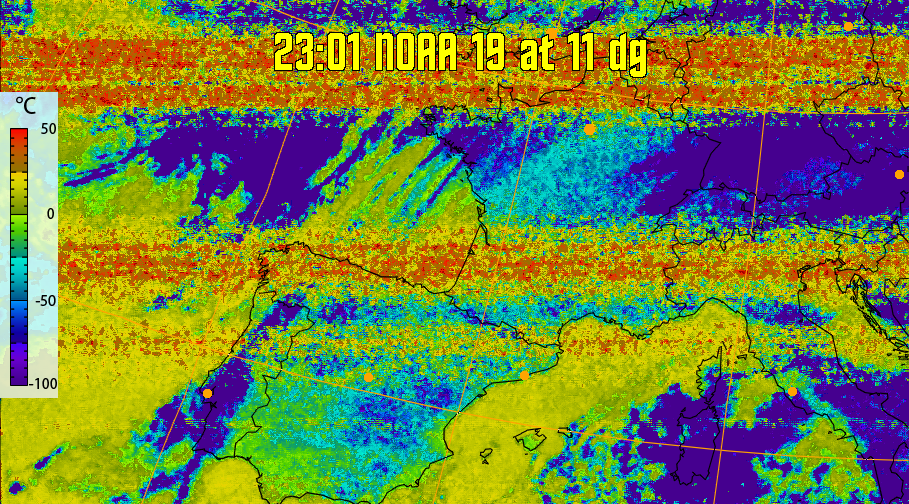 therm:
Produces a false colour image from NOAA APT images based on temperature.
Provides a good way of visualising cloud temperatures.