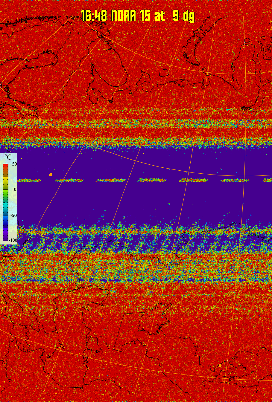 therm:
Produces a false colour image from NOAA APT images based on temperature.
Provides a good way of visualising cloud temperatures.