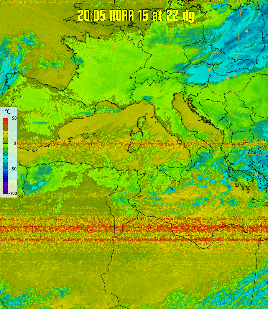 therm:
Produces a false colour image from NOAA APT images based on temperature.
Provides a good way of visualising cloud temperatures.