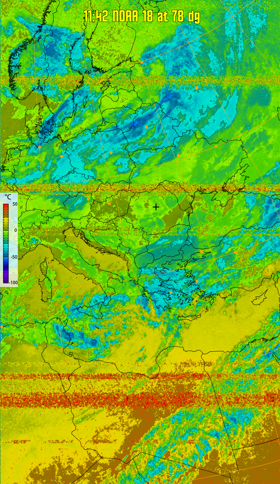 therm:
Produces a false colour image from NOAA APT images based on temperature.
Provides a good way of visualising cloud temperatures.