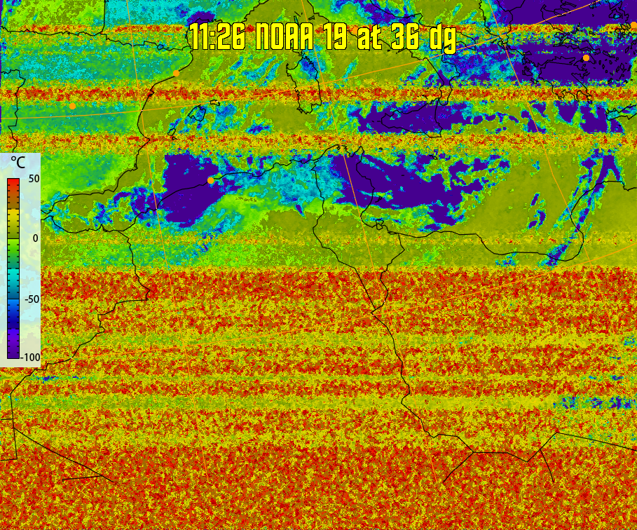 therm:
Produces a false colour image from NOAA APT images based on temperature.
Provides a good way of visualising cloud temperatures.