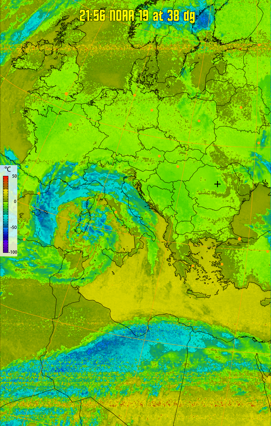 therm:
Produces a false colour image from NOAA APT images based on temperature.
Provides a good way of visualising cloud temperatures.