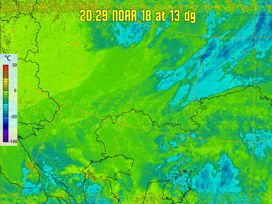 therm:
Produces a false colour image from NOAA APT images based on temperature.
Provides a good way of visualising cloud temperatures.