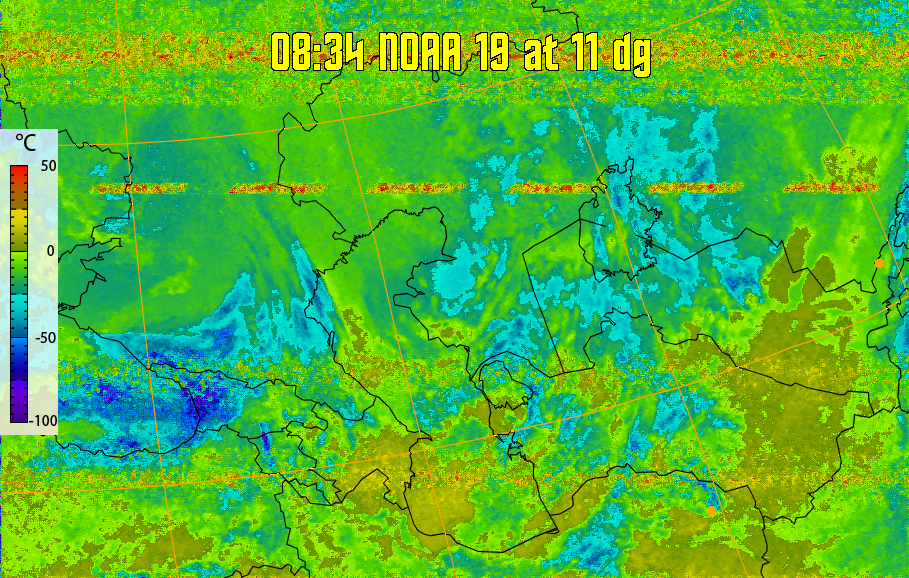 therm:
Produces a false colour image from NOAA APT images based on temperature.
Provides a good way of visualising cloud temperatures.