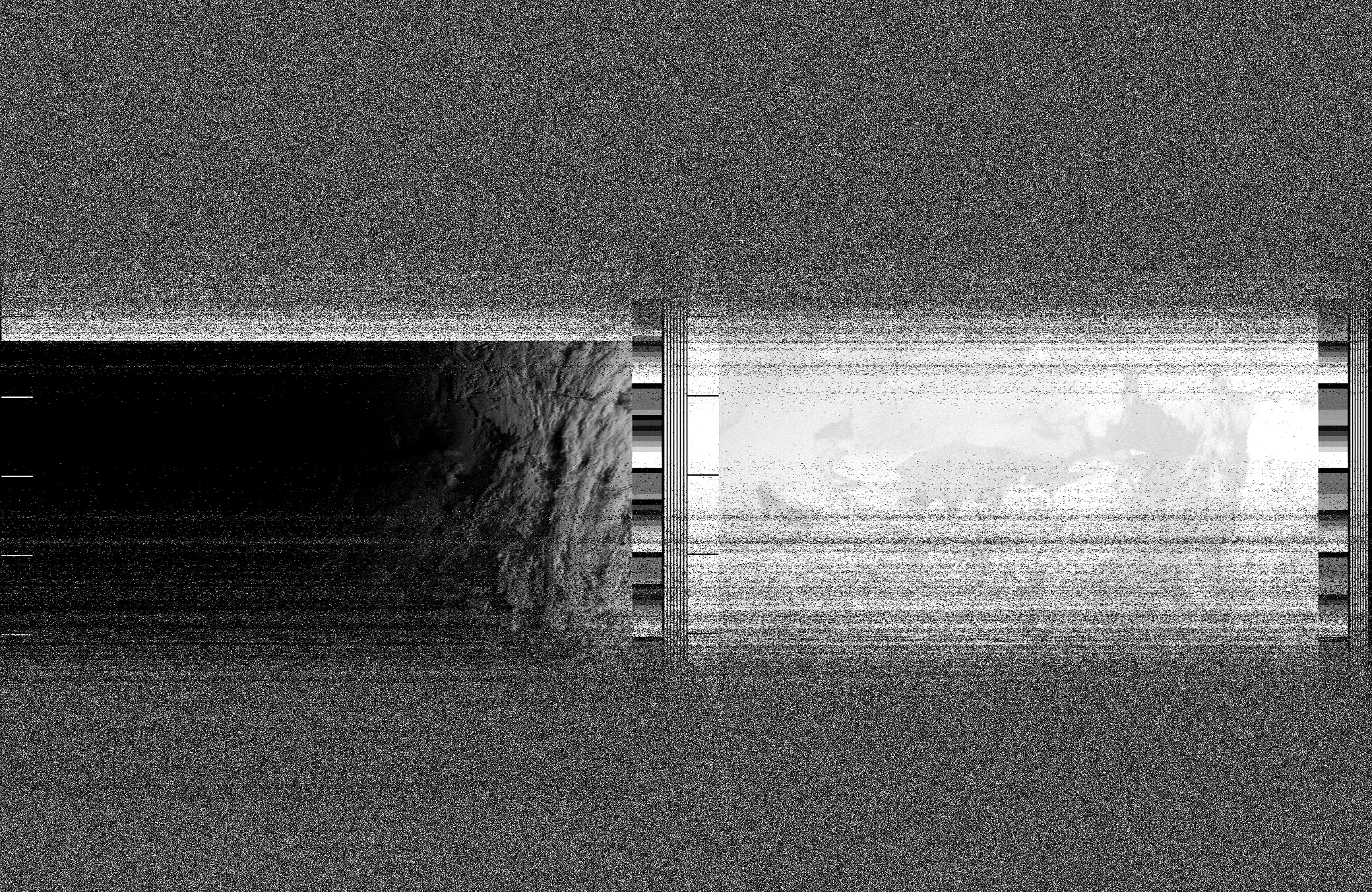 Pristine output with telemetry data withut cropping. Pristine images are
unenhanced, but normalised to produce images which represent,
as best as the software is able to, the original digital data. No attempt is made to temperature
normalise IR images. Disables gamma, sharpening, rotation, and other enhancements.