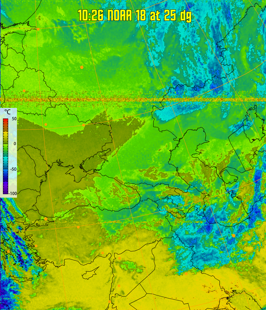 therm:
Produces a false colour image from NOAA APT images based on temperature.
Provides a good way of visualising cloud temperatures.