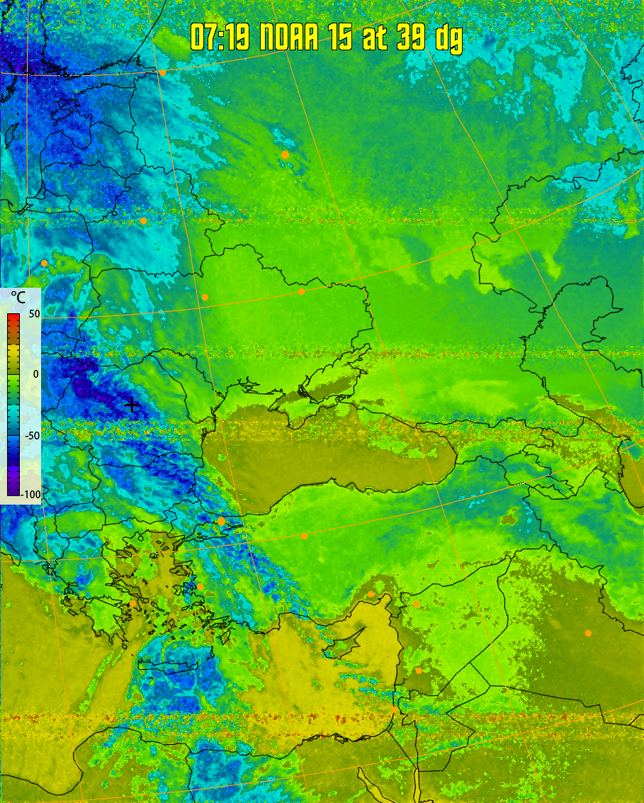 therm:
Produces a false colour image from NOAA APT images based on temperature.
Provides a good way of visualising cloud temperatures.