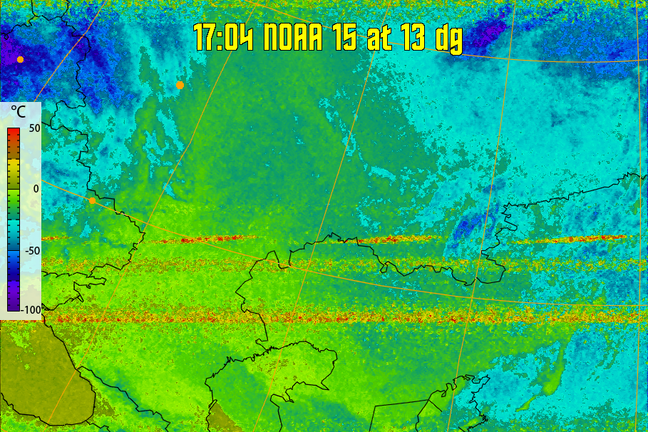 therm:
Produces a false colour image from NOAA APT images based on temperature.
Provides a good way of visualising cloud temperatures.