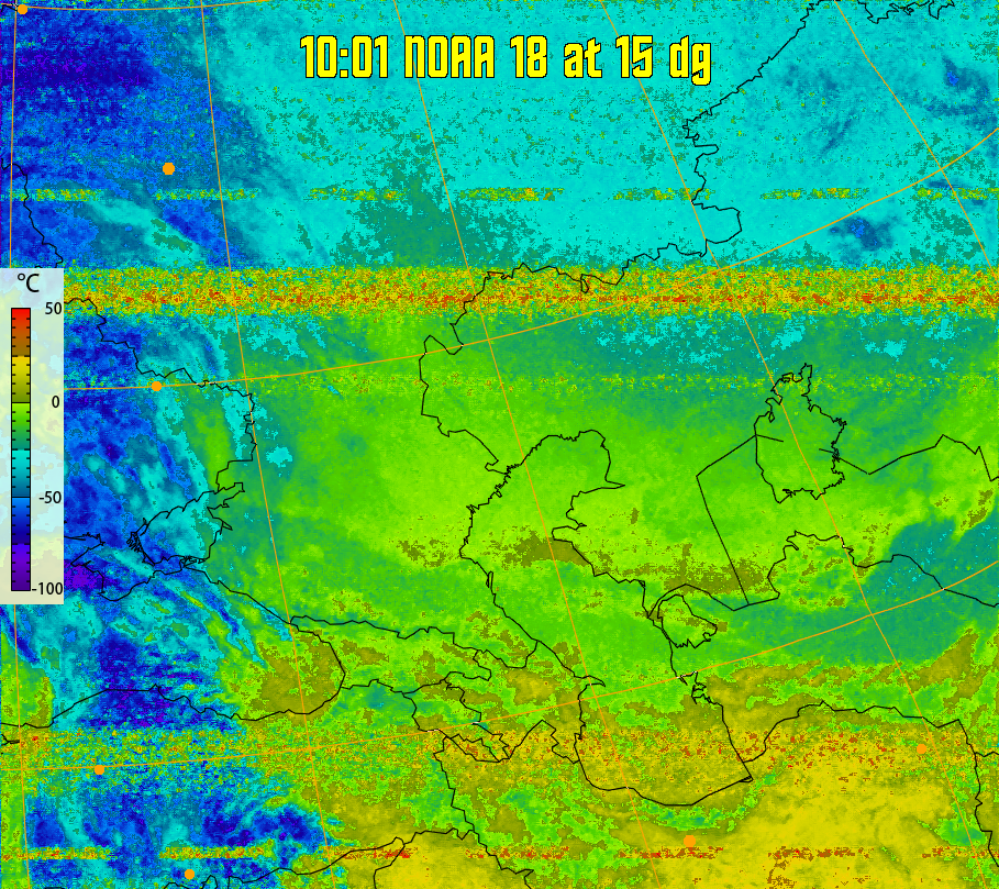 therm:
Produces a false colour image from NOAA APT images based on temperature.
Provides a good way of visualising cloud temperatures.