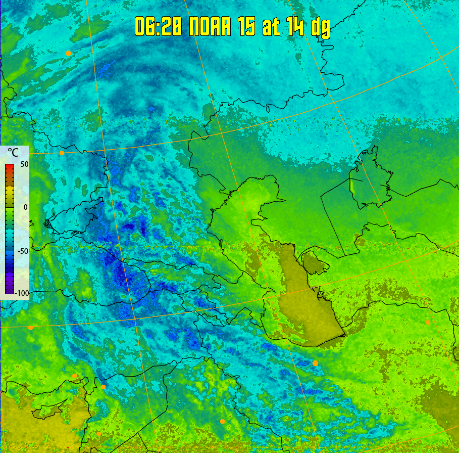 therm:
Produces a false colour image from NOAA APT images based on temperature.
Provides a good way of visualising cloud temperatures.