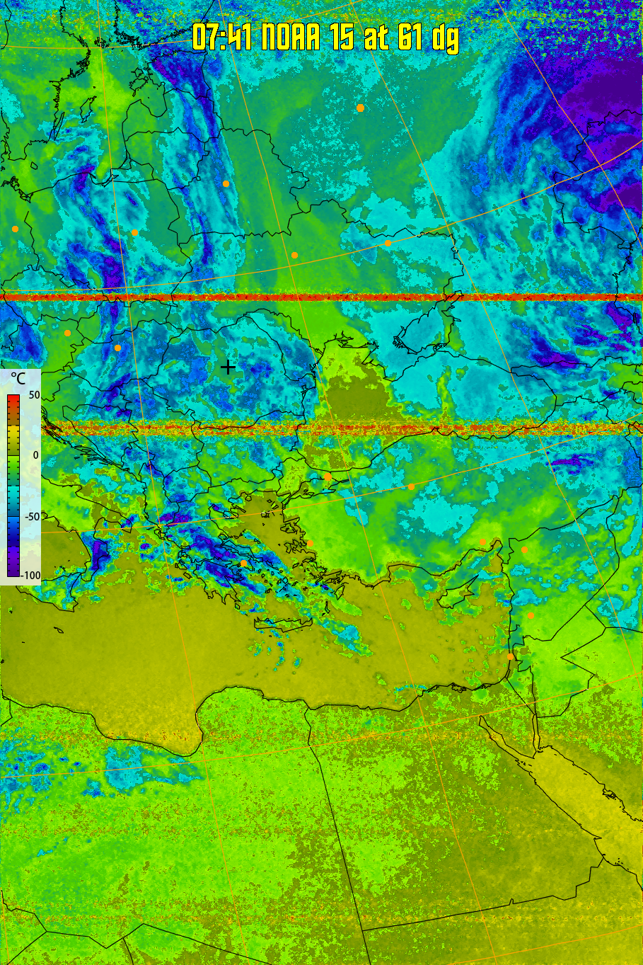 therm:
Produces a false colour image from NOAA APT images based on temperature.
Provides a good way of visualising cloud temperatures.