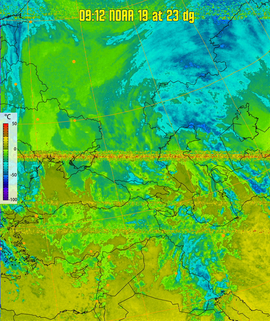 therm:
Produces a false colour image from NOAA APT images based on temperature.
Provides a good way of visualising cloud temperatures.