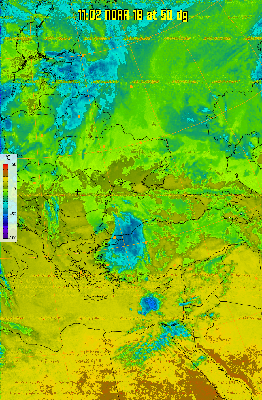 therm:
Produces a false colour image from NOAA APT images based on temperature.
Provides a good way of visualising cloud temperatures.