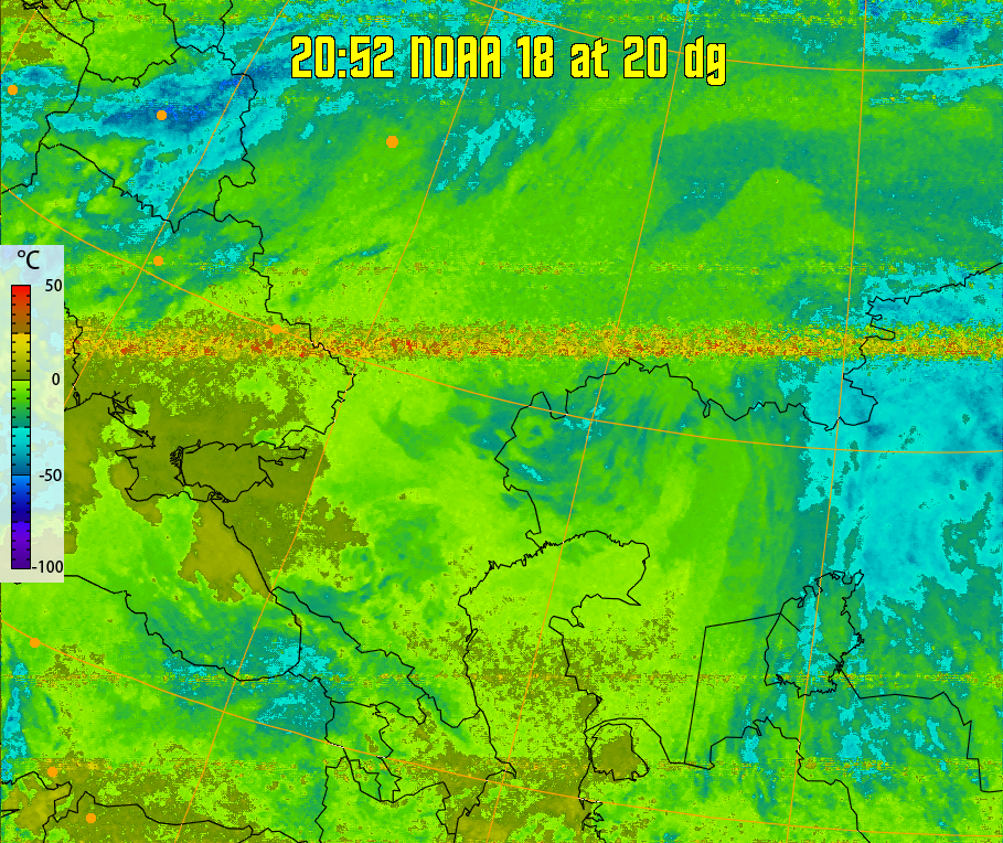 therm:
Produces a false colour image from NOAA APT images based on temperature.
Provides a good way of visualising cloud temperatures.