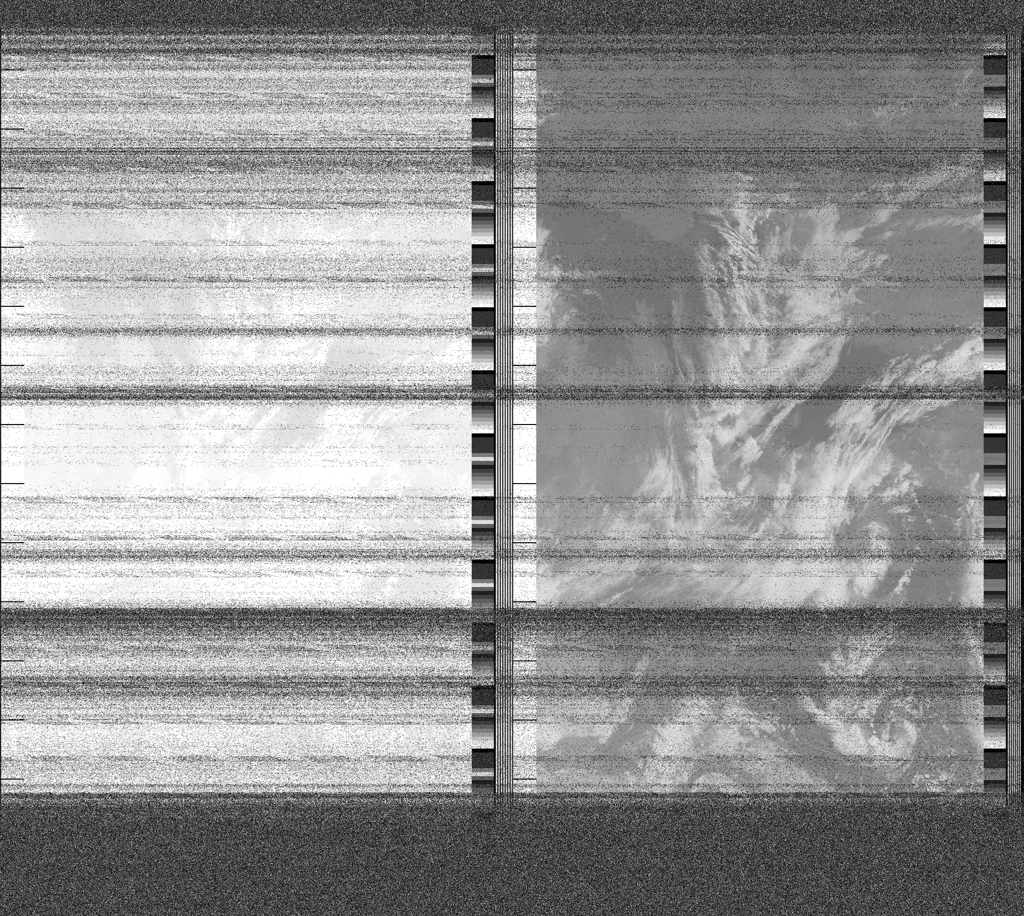 Pristine output with telemetry data withut cropping. Pristine images are
unenhanced, but normalised to produce images which represent,
as best as the software is able to, the original digital data. No attempt is made to temperature
normalise IR images. Disables gamma, sharpening, rotation, and other enhancements.