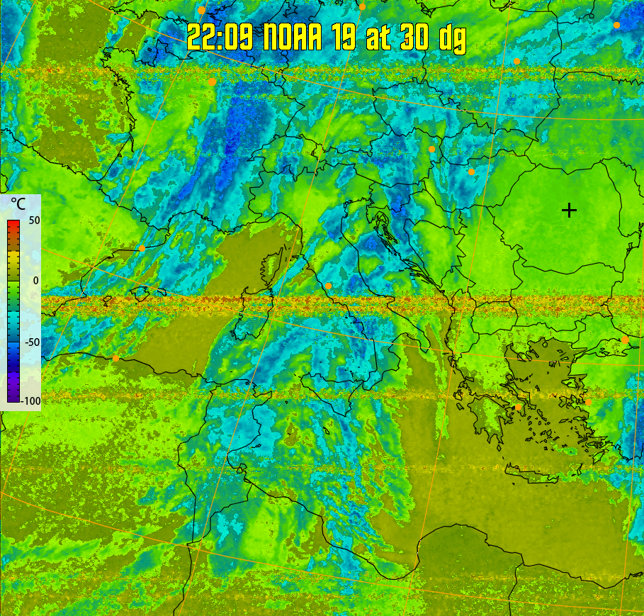 therm:
Produces a false colour image from NOAA APT images based on temperature.
Provides a good way of visualising cloud temperatures.