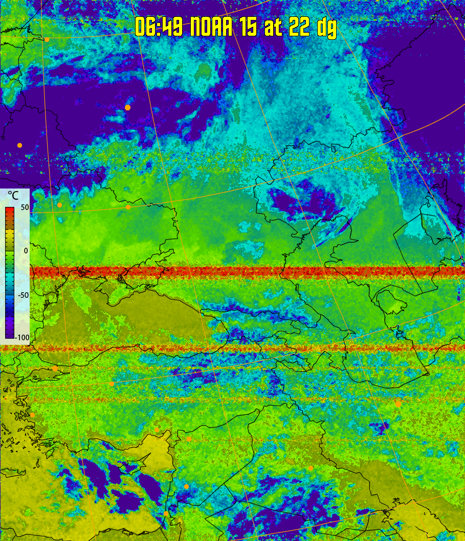 therm:
Produces a false colour image from NOAA APT images based on temperature.
Provides a good way of visualising cloud temperatures.