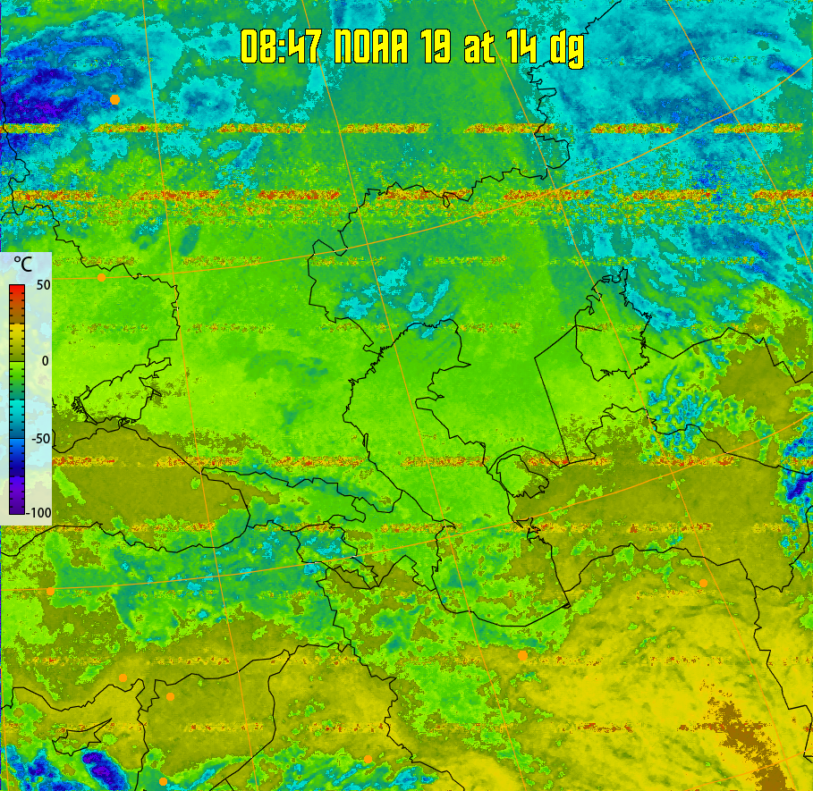 therm:
Produces a false colour image from NOAA APT images based on temperature.
Provides a good way of visualising cloud temperatures.