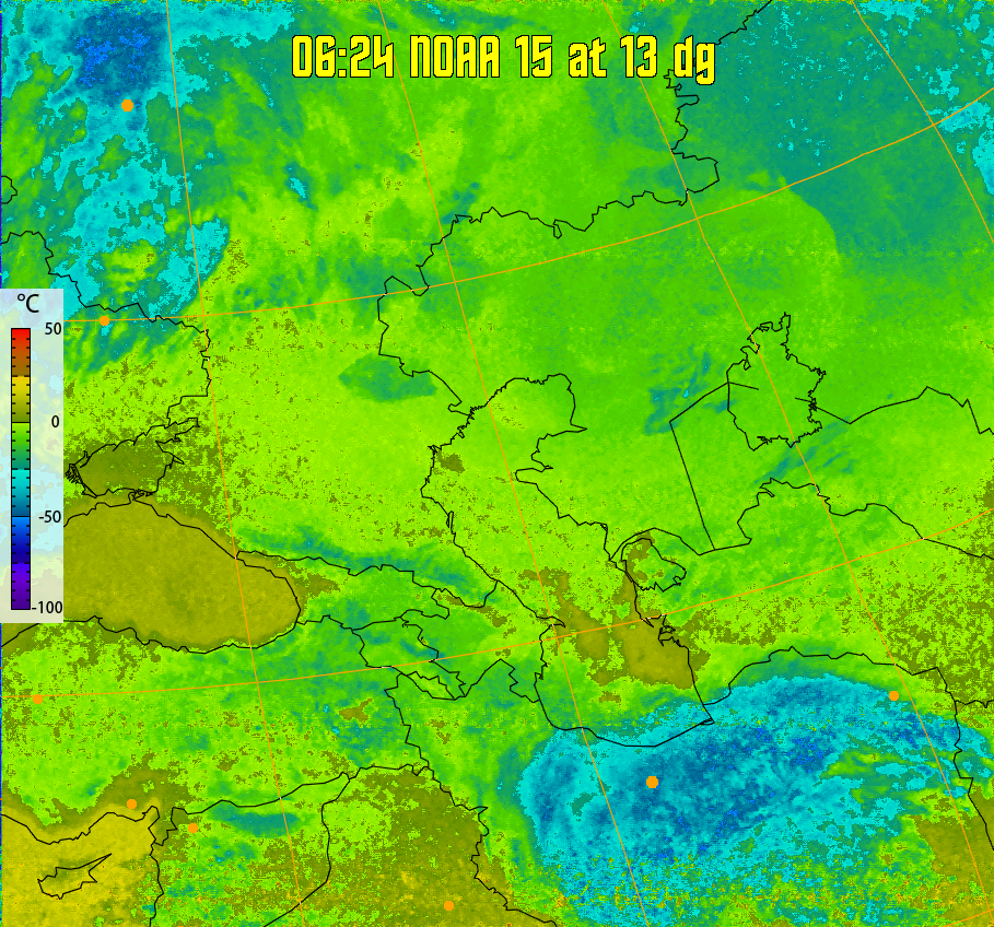 therm:
Produces a false colour image from NOAA APT images based on temperature.
Provides a good way of visualising cloud temperatures.