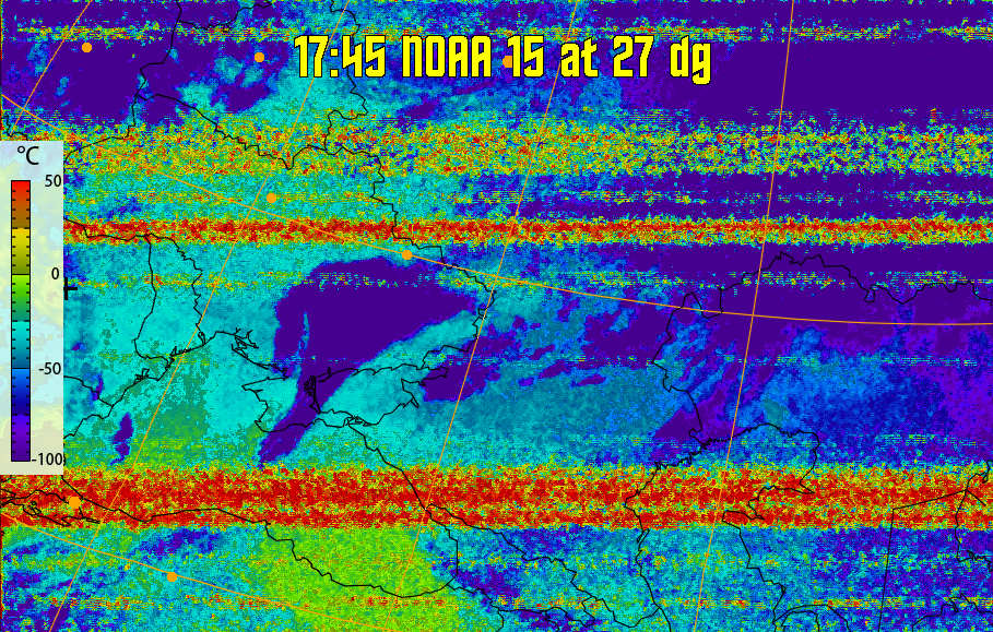 therm:
Produces a false colour image from NOAA APT images based on temperature.
Provides a good way of visualising cloud temperatures.