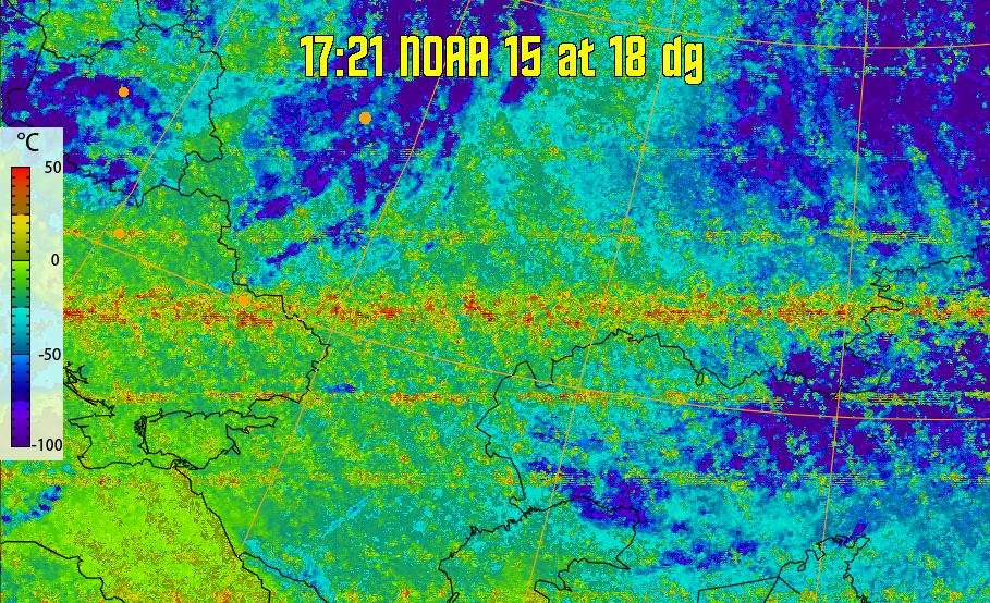 therm:
Produces a false colour image from NOAA APT images based on temperature.
Provides a good way of visualising cloud temperatures.