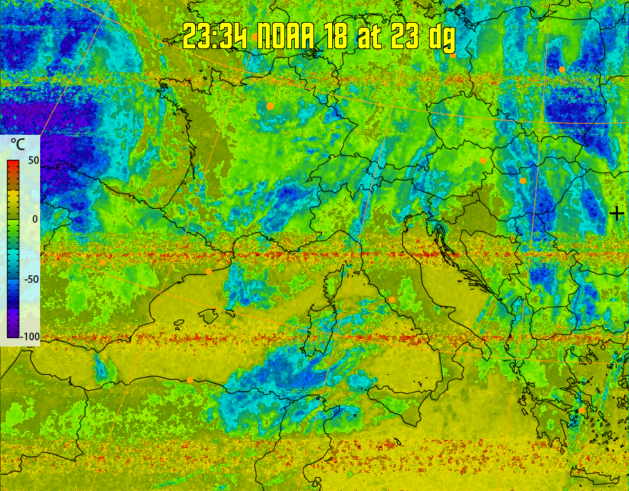 therm:
Produces a false colour image from NOAA APT images based on temperature.
Provides a good way of visualising cloud temperatures.