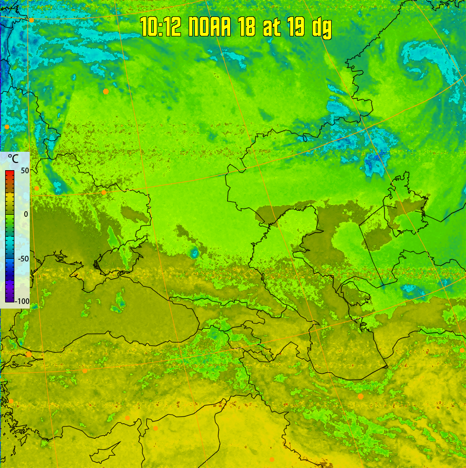 therm:
Produces a false colour image from NOAA APT images based on temperature.
Provides a good way of visualising cloud temperatures.