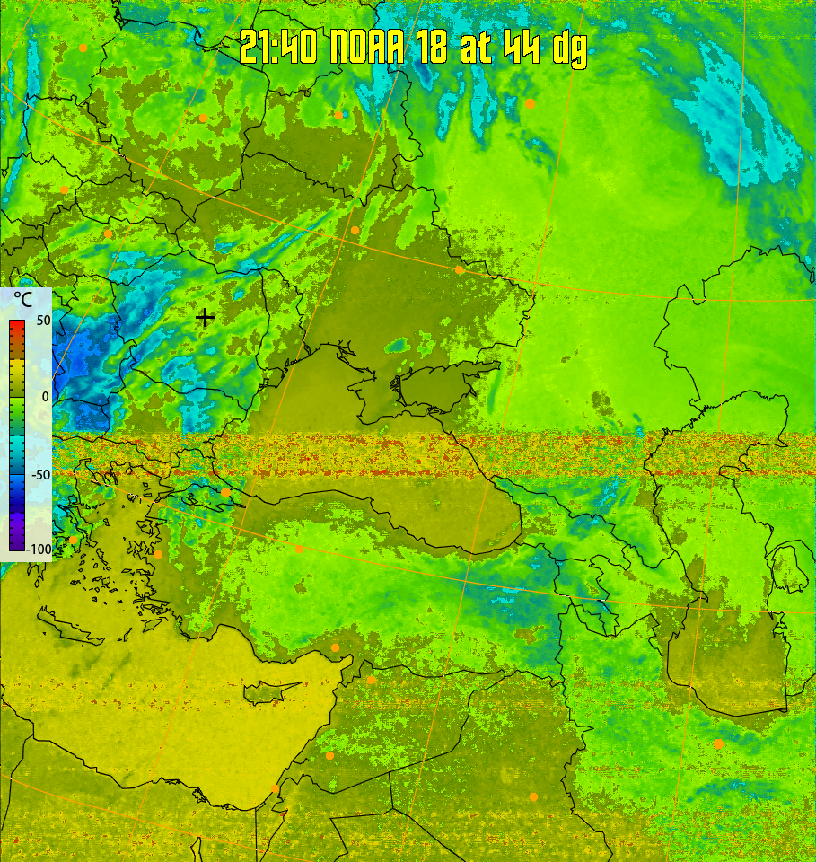 therm:
Produces a false colour image from NOAA APT images based on temperature.
Provides a good way of visualising cloud temperatures.