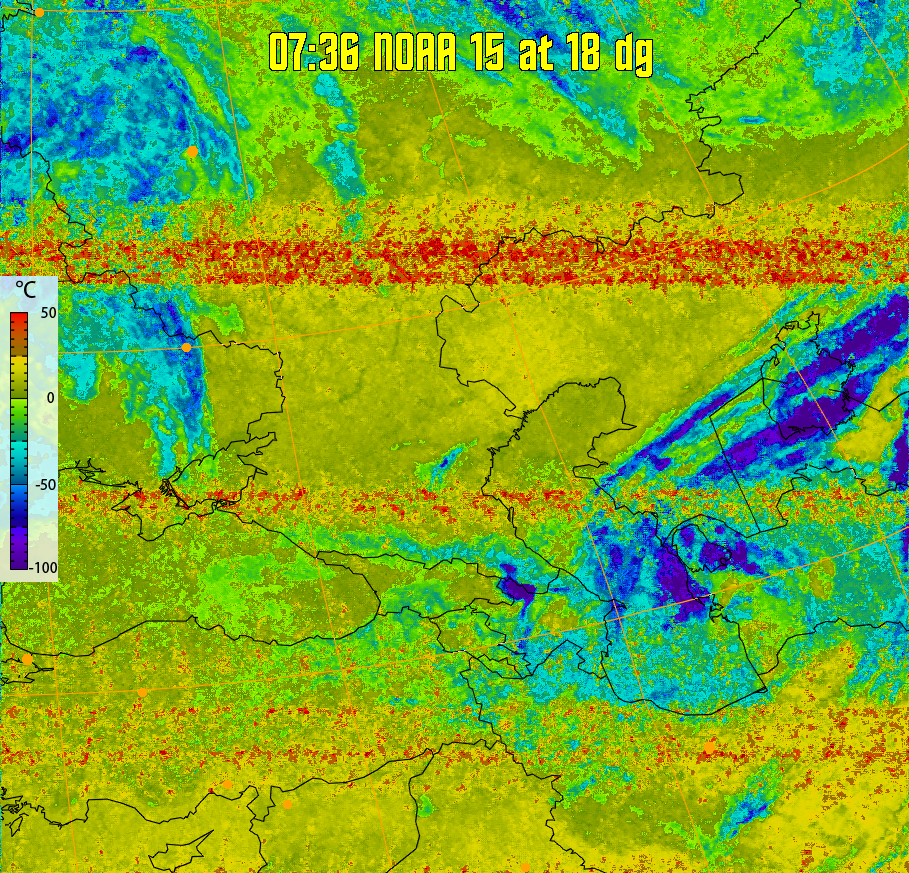 therm:
Produces a false colour image from NOAA APT images based on temperature.
Provides a good way of visualising cloud temperatures.
