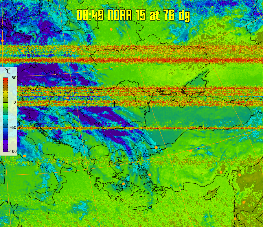 therm:
Produces a false colour image from NOAA APT images based on temperature.
Provides a good way of visualising cloud temperatures.