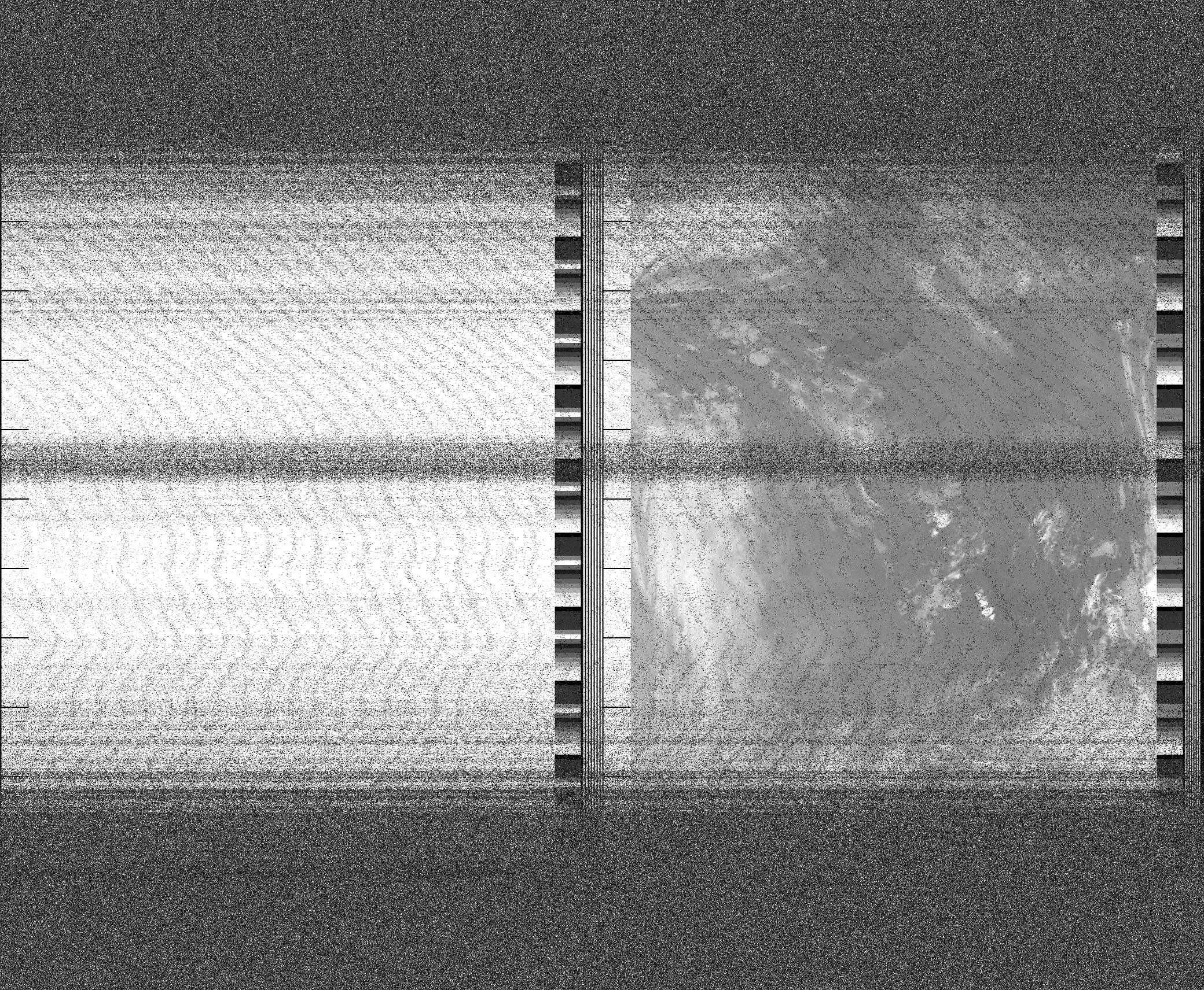 Pristine output with telemetry data withut cropping. Pristine images are
unenhanced, but normalised to produce images which represent,
as best as the software is able to, the original digital data. No attempt is made to temperature
normalise IR images. Disables gamma, sharpening, rotation, and other enhancements.