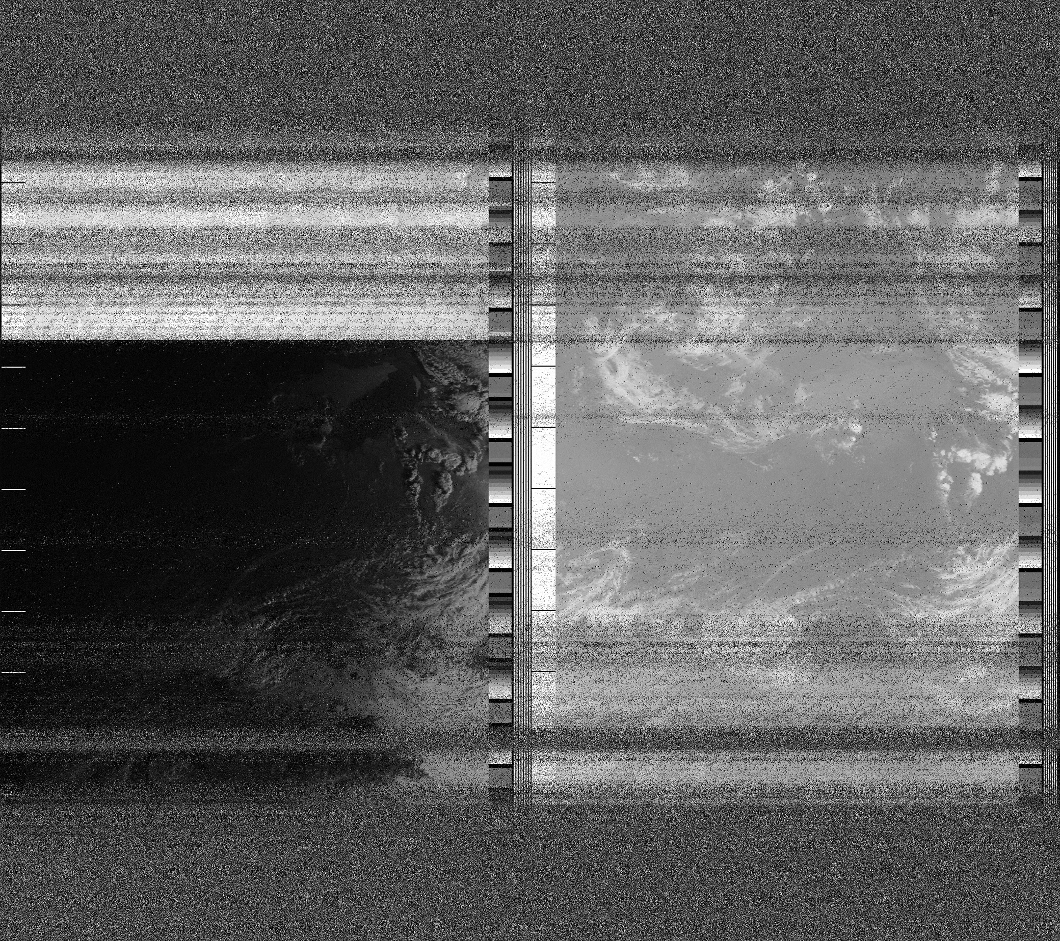 Pristine output with telemetry data withut cropping. Pristine images are
unenhanced, but normalised to produce images which represent,
as best as the software is able to, the original digital data. No attempt is made to temperature
normalise IR images. Disables gamma, sharpening, rotation, and other enhancements.