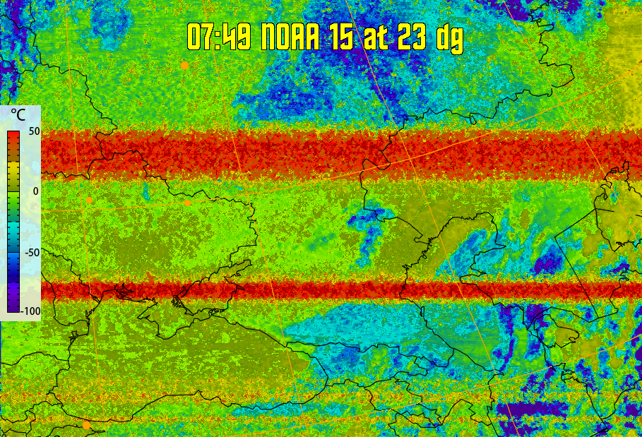 therm:
Produces a false colour image from NOAA APT images based on temperature.
Provides a good way of visualising cloud temperatures.