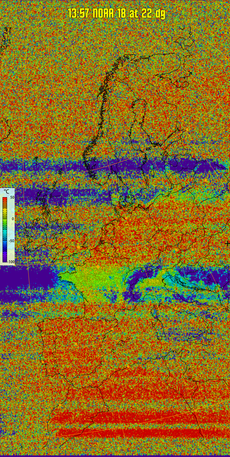 therm:
Produces a false colour image from NOAA APT images based on temperature.
Provides a good way of visualising cloud temperatures.