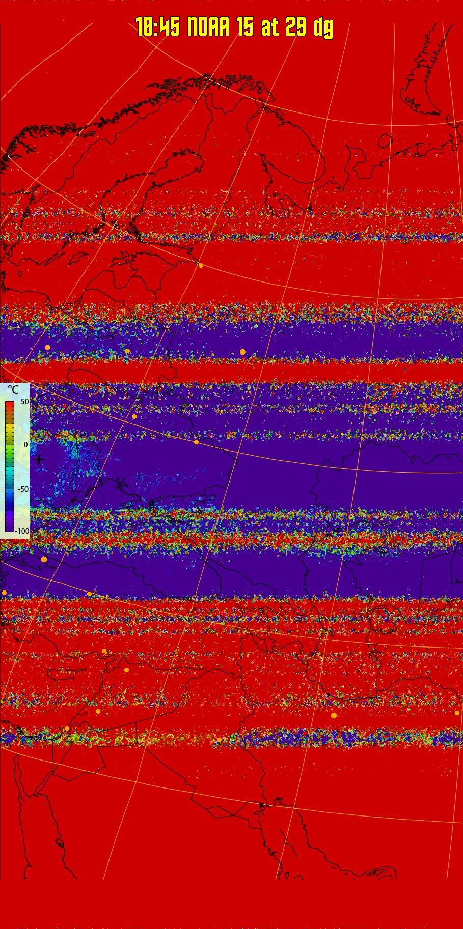 therm:
Produces a false colour image from NOAA APT images based on temperature.
Provides a good way of visualising cloud temperatures.
